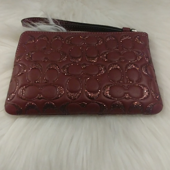 Coach Wine 🍷 Glitter Signature Wristlet - Picture 3 of 8